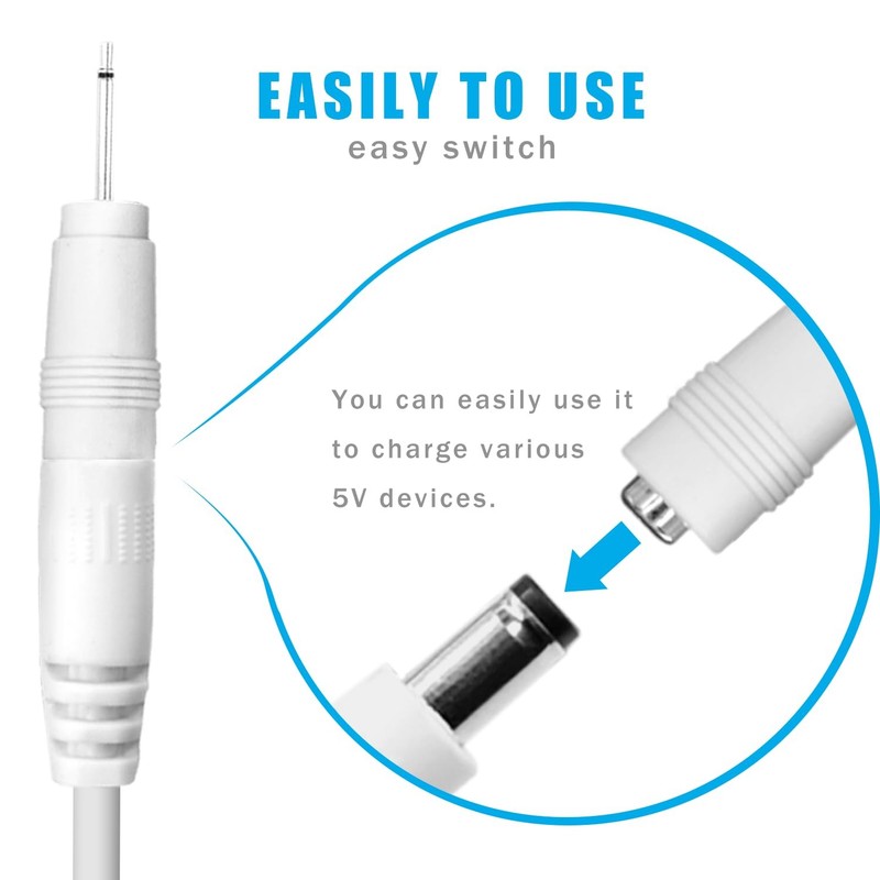 USB to DC 5V Power Cord, Universal DC 5.5x2.1mm Charging Cable with 9 Interch... gallery