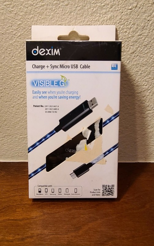 2.6' Visible Charge & Sync Micro USB 2.0 Cable w/Blue EL Lights Black Cable gallery