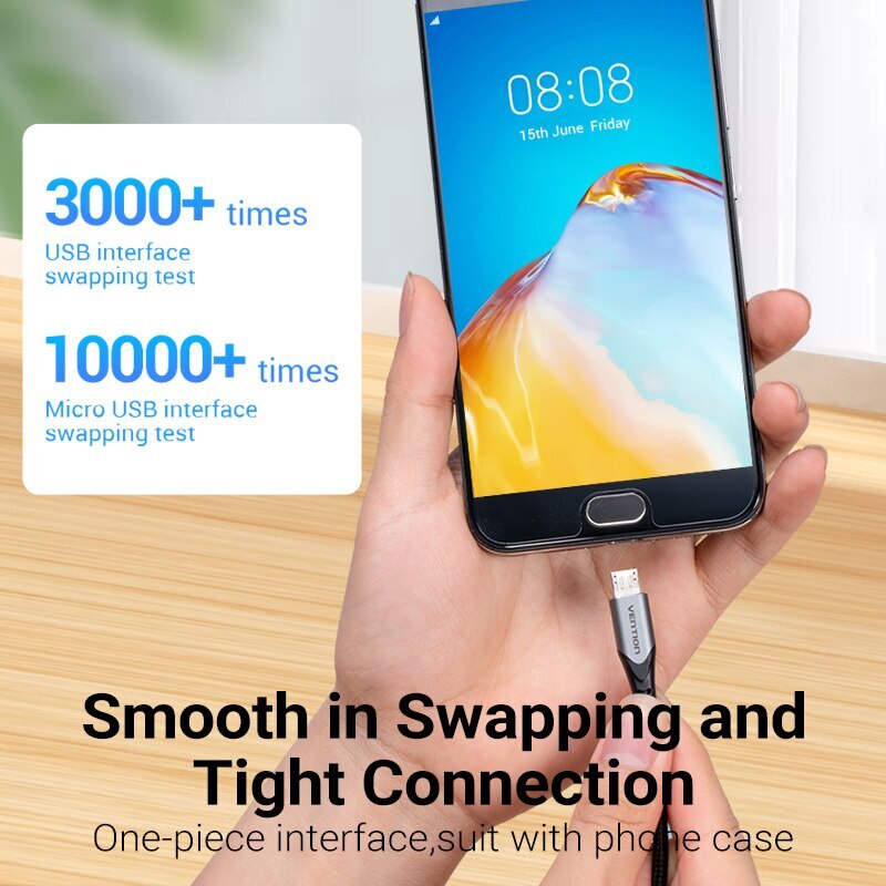 2 Pack Micro USB Cable 3A Nylon Fast Charging USB Cable for Xiaomi Samsung HTC gallery