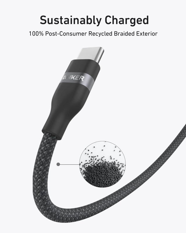Anker A82E2 USB-C to USB-C Cable (3ft, 240W, Upcycled-Braided) gallery