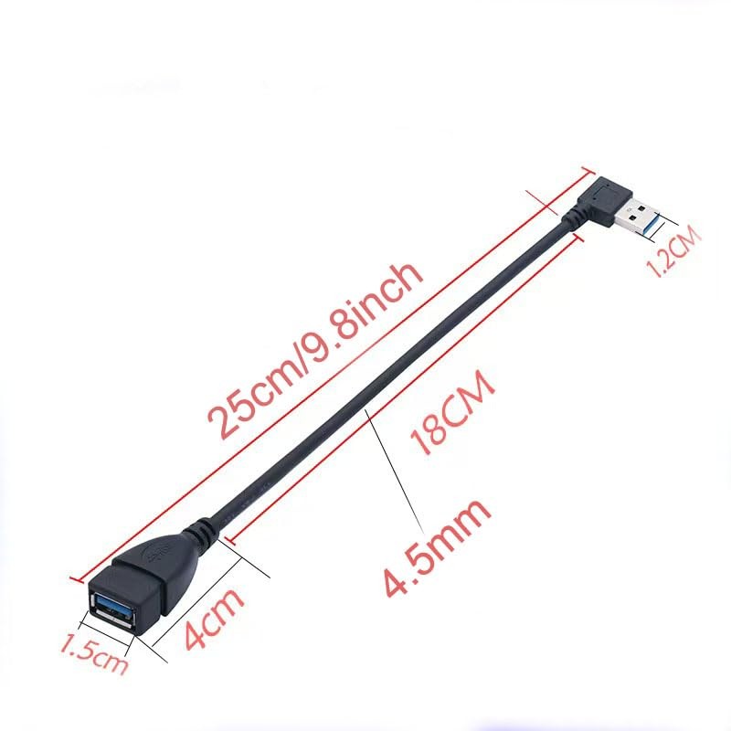 2 PACK 90 Degree Left and Right Angle USB 3.0 male to female extension cable ... gallery