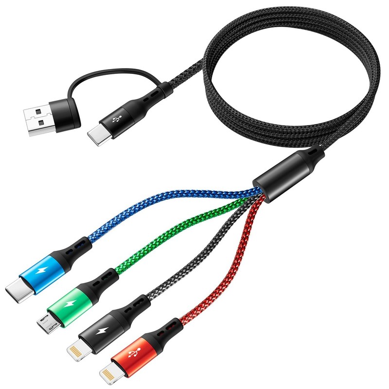 5 in 1 Multi Charging Cable 3.5A, Multi Fast Charging Cord USB A/C to Type