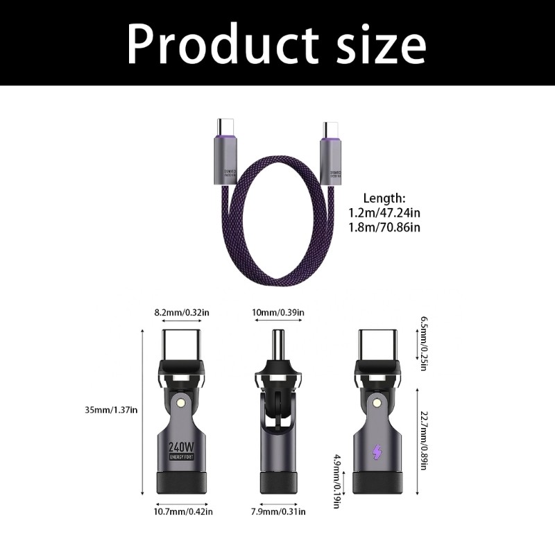 Fast Charging Cable With 360 Degree Rotatable Connector Type C To Type C Cable gallery