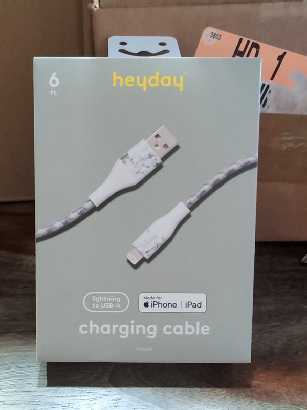 6' Lighting to USB-A Braided Cable - heyday™ Marble/White