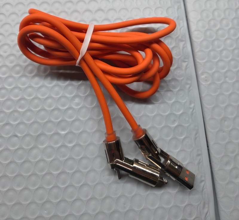 4-in-1 Charging Cable – 6 Feet Length – Orange – NEW