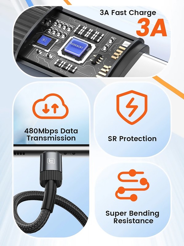 3A Fast Charging Data Transfer USB Type C Cable/QC3.0 Protocol for Fast Charging gallery