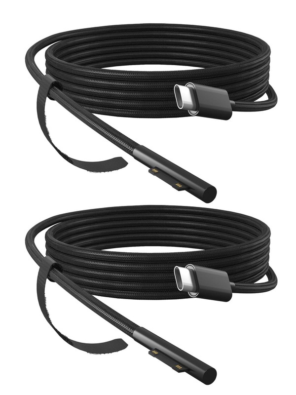 15V 3A USB-C Charger Cable for Microsoft Surface Pro 1/2/3/4/5/6/7 - 2-Pack, 6.6 gallery