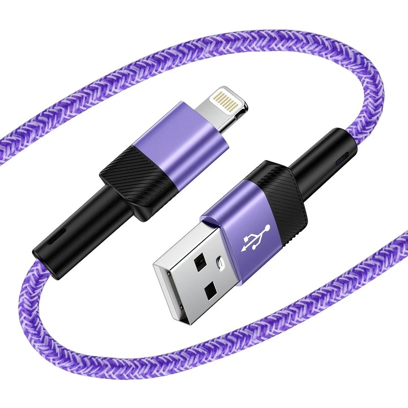 10FT Long USB A to Lightening Cable Fast Charging Compatible for Purple