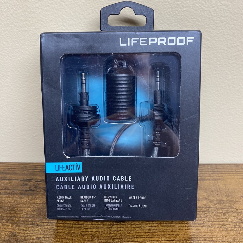 LifeProof LifeActiv AUX 3.5mm Waterproof Audio Lanyard Braided Cable Black