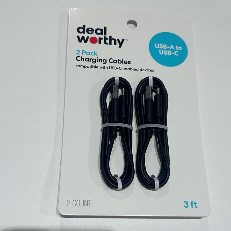 USB C 3” USB-A to USB-C 2pk Cable - dealworthy Black This pack contains 2 gallery