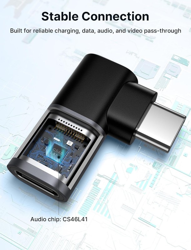 90° USB-C Adapter 2-Pack: Max Power, Speed & Clarity gallery