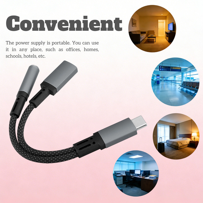 2-in-1 USB-C to 3.5mm Audio & 60W PD Fast Charging Adapter Cable gallery