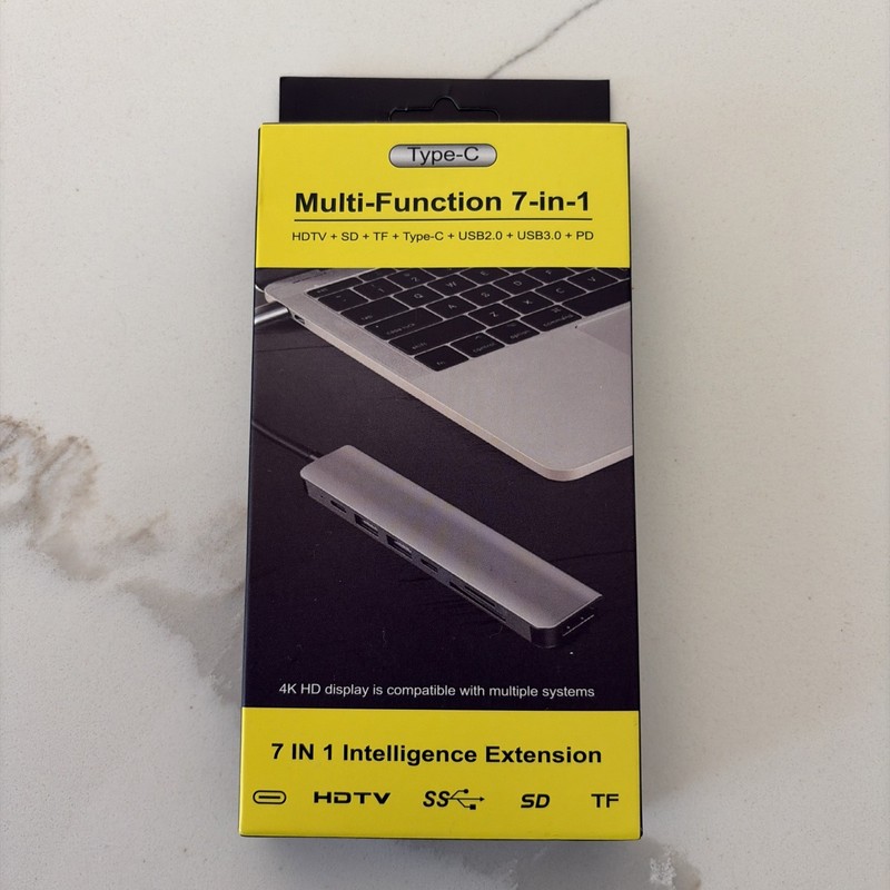 7 in 1 Type C HUB Portable Multi Port Adapter HDTV SD TF Type-C USB2.0 USB3.0 PD