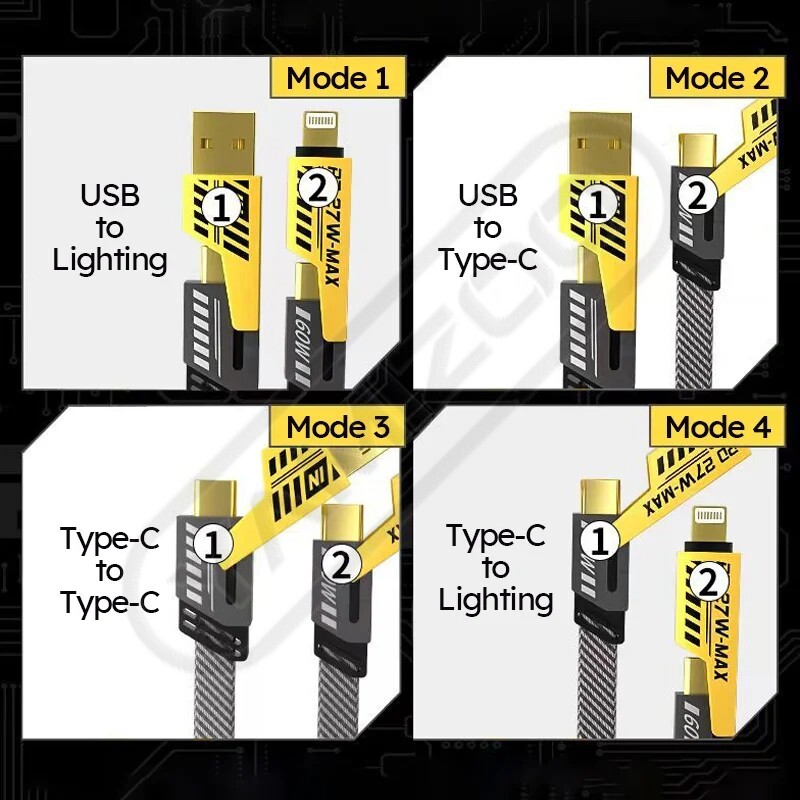 50PCS USB C Charging Cable 1.2m Type-C Connector Nylon PD 65W 27W Fast Charging gallery