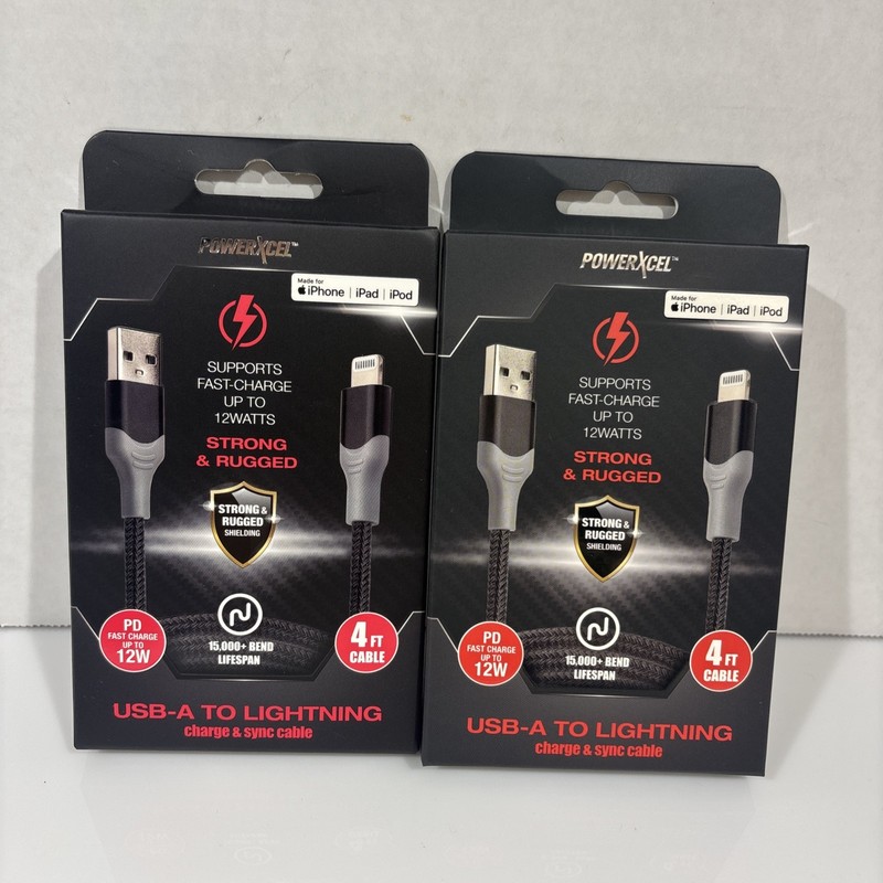 Powerxcel Fast Charge 4-Ft USB Sync and Charge For iPhone Or iPad