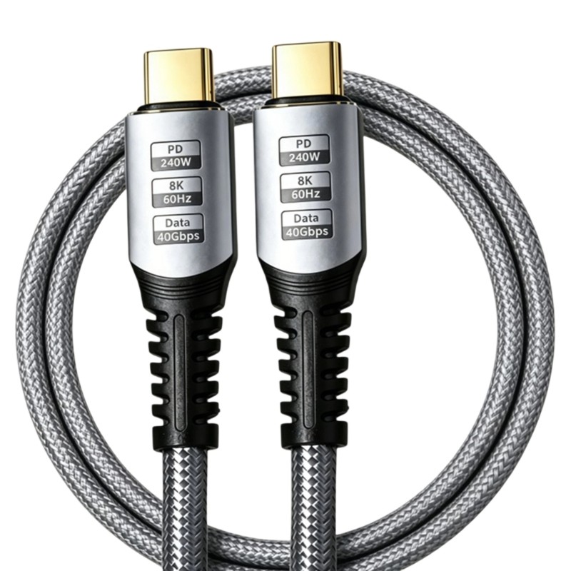 Type C To Type C Cable 240W Fast Charging 40Gbps Data Transfer Video Output