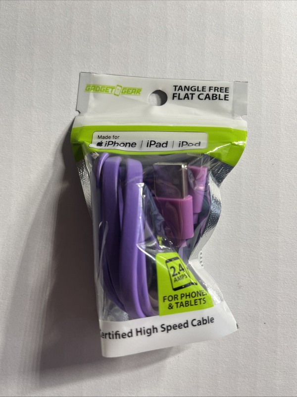 Gadget Gear Tangle Free Flat Cable Apple Certified High Speed Cable