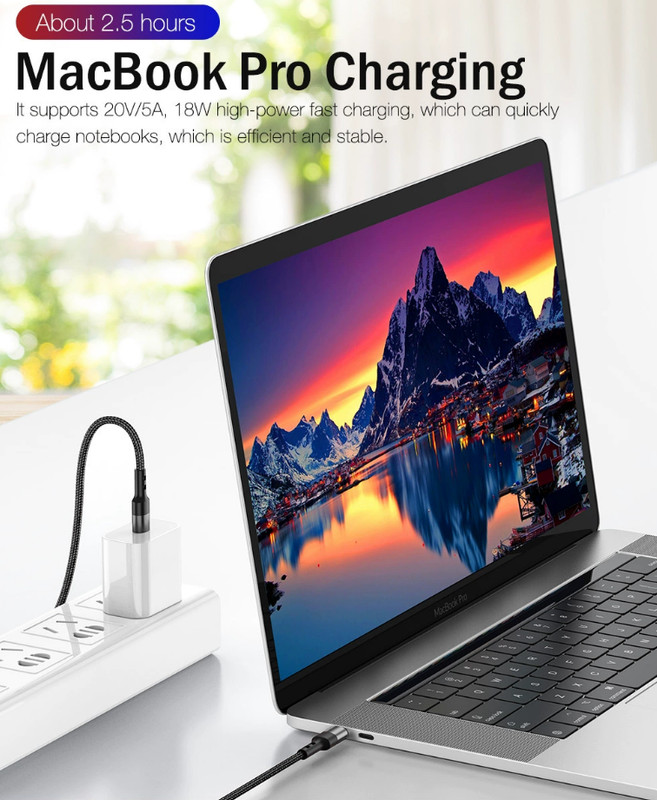 USB-C to USB-C PD 100W 5A Fast Charger Dual Type C Charging Data Sync USB Cable gallery