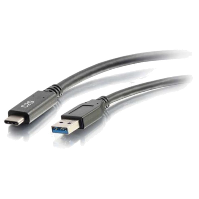 10′ USB A to C Cable, Black
