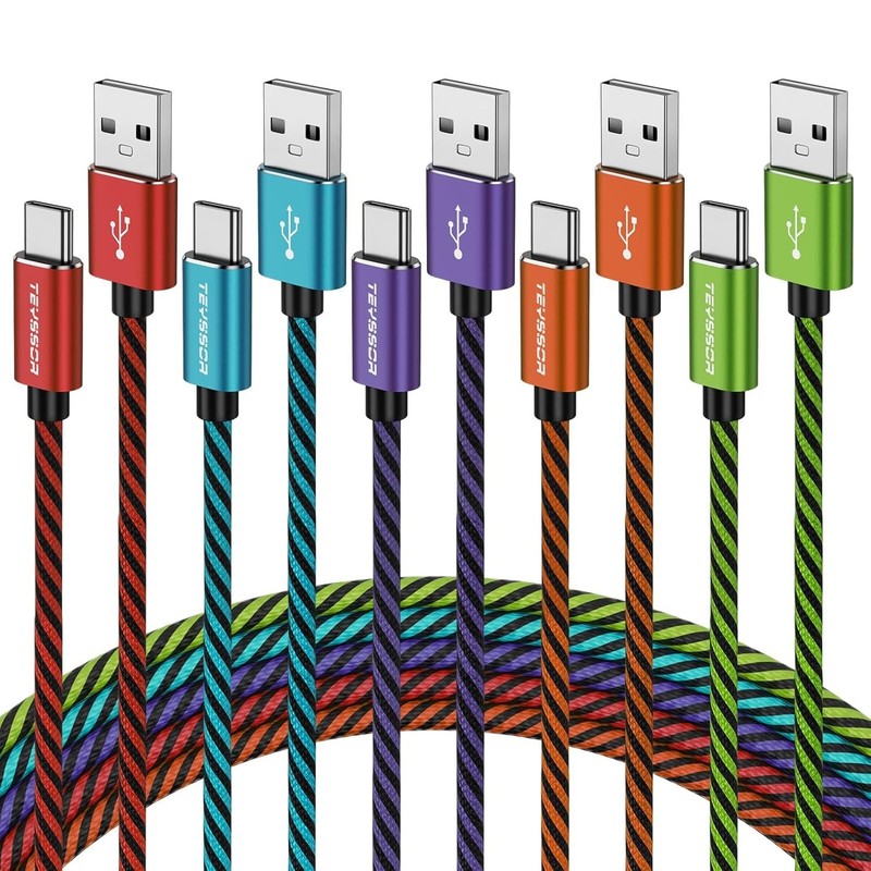 USB C Cable 10FT 5-Pack Nylon Braided USB A to Type C Charger Cable Fast Chargin