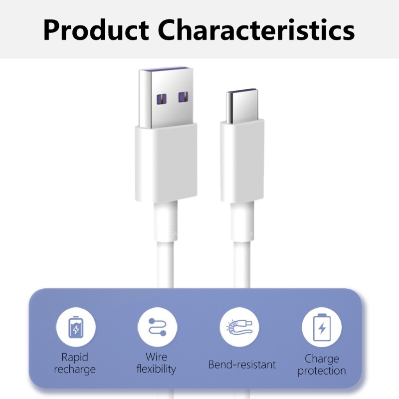 5A Quick Charging Power Cable Wire Supports Data Transfer USB to Type C Cord gallery