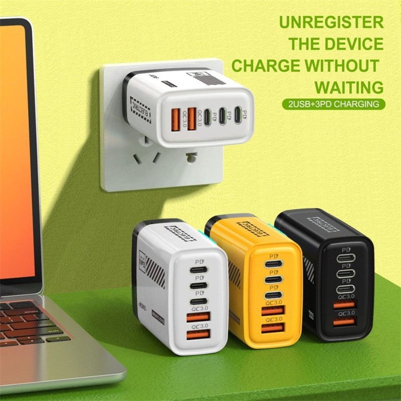 240W GaN USB-C 5 Port Fast Charger Phone Adapter iPhone Samsung Xiaomi gallery