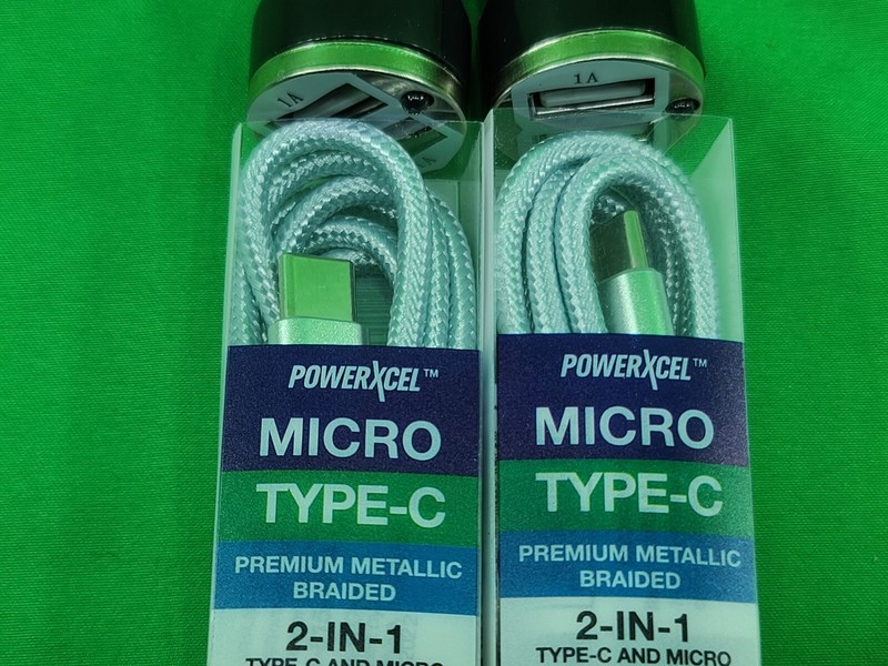 Lot of 2 PowerXcel Type C & Micro 2 in 1 4FT Cable Charge & Sync & Car Charger gallery