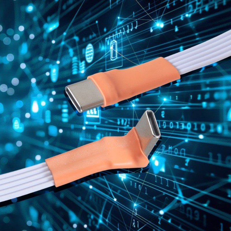 Space Saving Type C Angled Charging Cable Plastic Metal Build For Mobile Tablets gallery