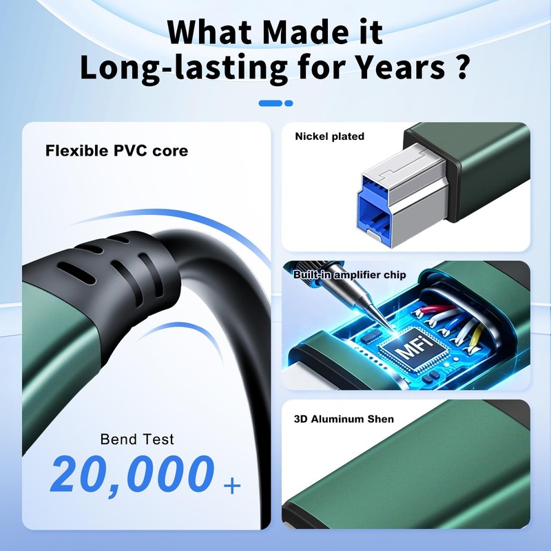 30Ft 10M USB 3.0 A Male to B Male Printer Scanner Hard Drive Data Cable Cord gallery