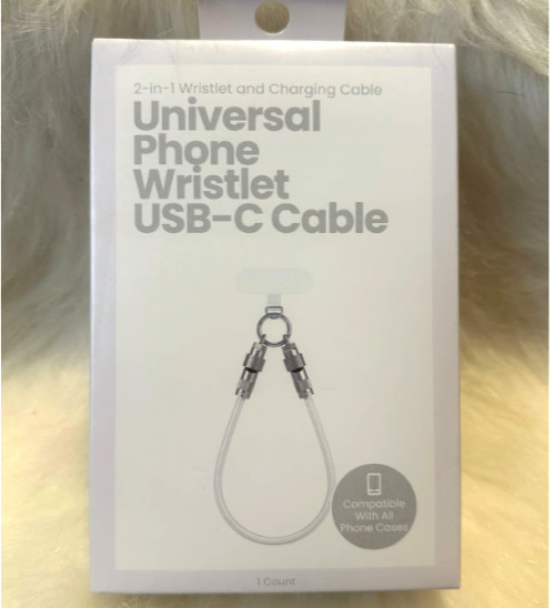 GEMS 12.6″ Universal Phone Wristlet USB-C Charging Cable – White