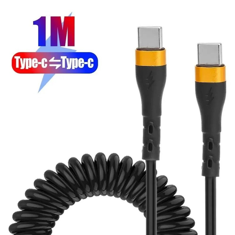 120W PD Type C To Type C Spring Cable 5A Fast Charging For iPhone 15 Xiaomi Sams gallery