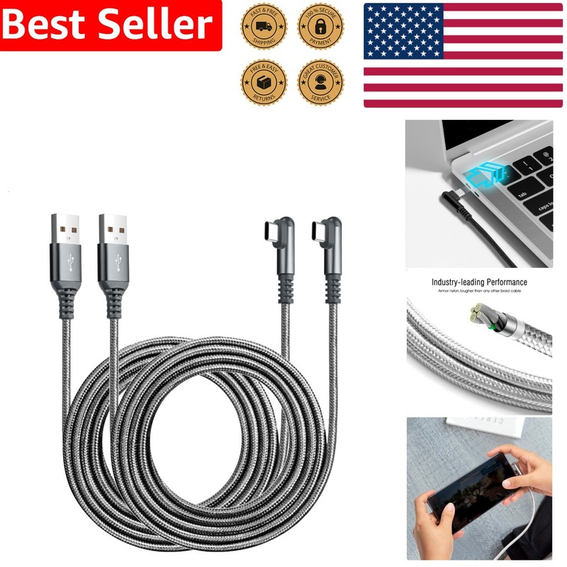 USB C Cable 2-Pack 10ft 90 Degree Durable Fast Charger Braided Cord Galaxy S2…