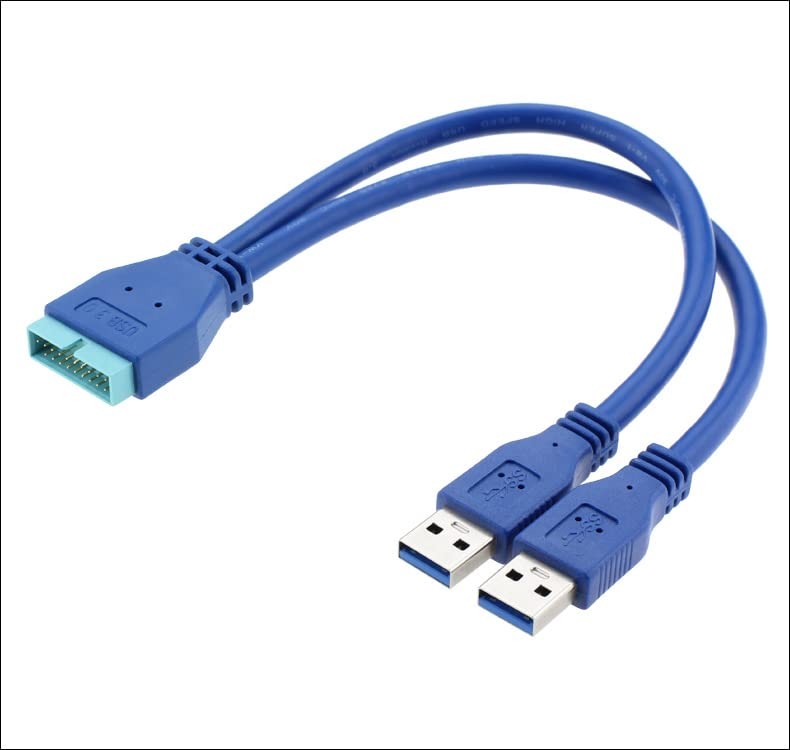 Dual Port USB 3.0 A Male To 20 Pin Male Motherboard Extension Cable 5Gbps PC gallery