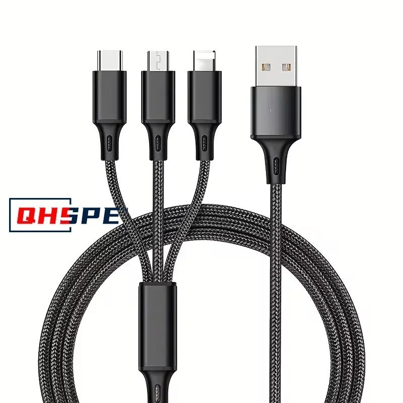 3-in-1 Fast Charging Cable USB Multi Connector Charger Cord for Devices