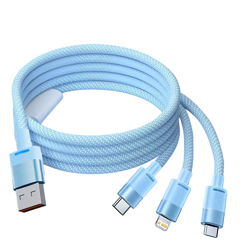 3 in 1 USB Fast Charging Cable for Multiple Devices,Braided Cord with Type C/L/M gallery