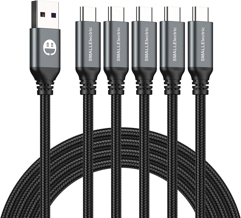 USB Type-C to a Cable 5Pack 6Ft Braided Fast Charging 3A Quick Charger Cord, 6 F