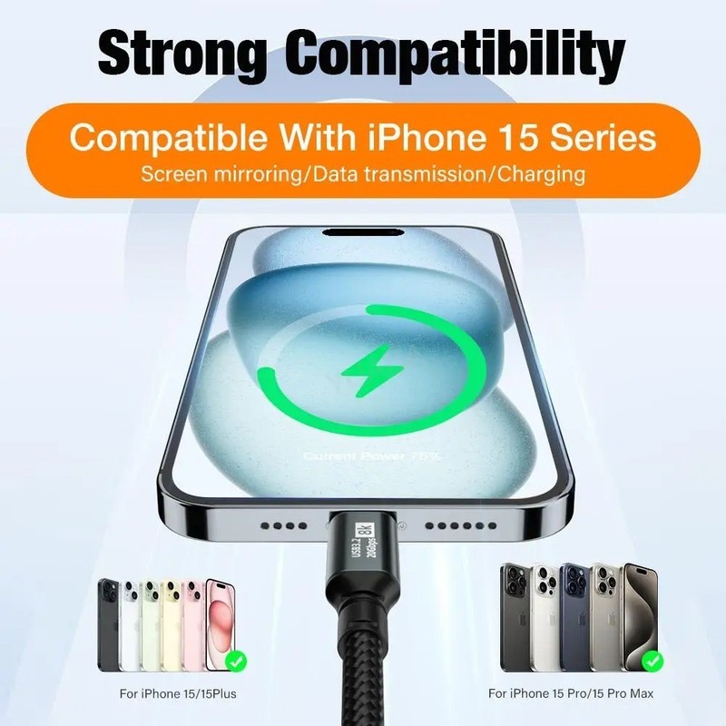 Type C to Type C PD 100W USB 3.2 20Gbps Fast Charging Cable 3M 8K Thunderbolt gallery