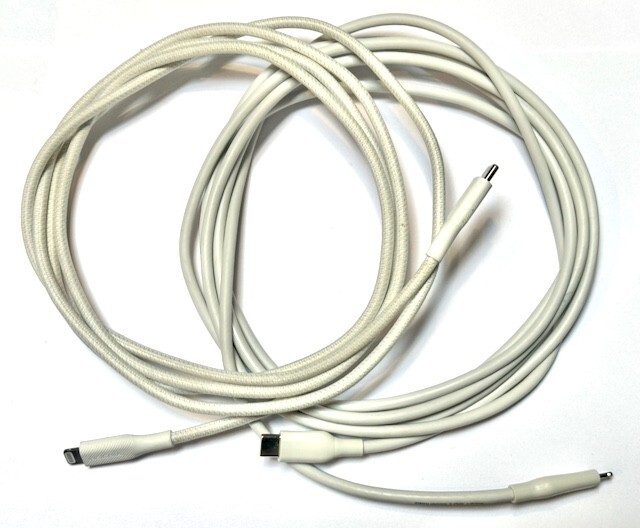 2 Premium Durable White 6′ & 9′ iPhone, iPad, iPod USB-C Charging Cables