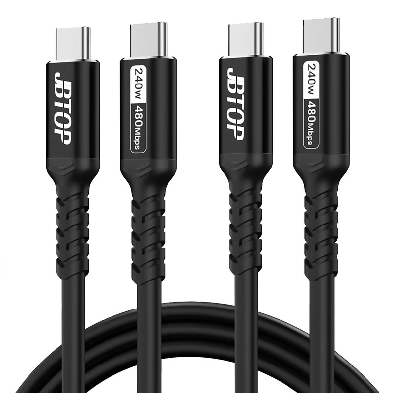 JBTOP 240W Type C to USB C Cable(3FT, 2packs) 48V5A Fast Charging 3ft,3ft
