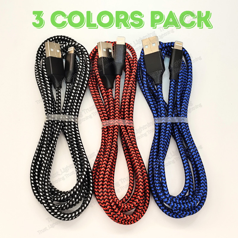For iPhone 14 13 12 11 Pro Max XS XR X 8 7 6 Plus USB Charger Cable Cord 3 Pack