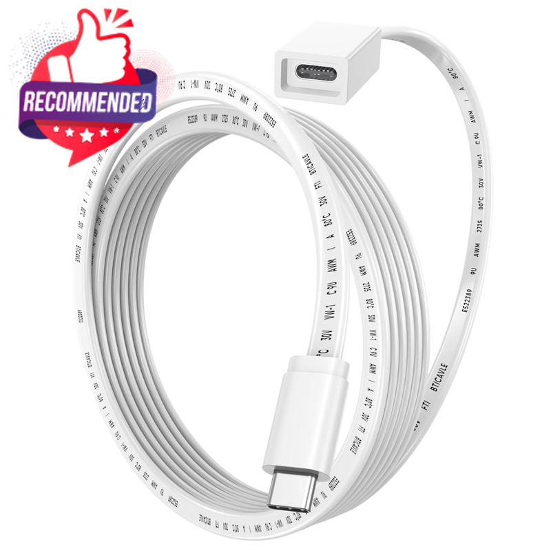 Usb C Extension Cable 10ft For Ring Solar Panel & Camera, 45w Charging