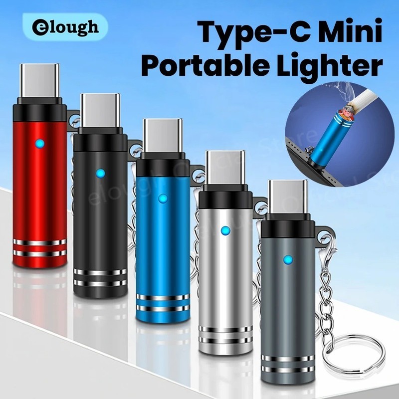USB C Electric Cigarette Lighter Mini Air Blowing Safety Flame Free Igniter gallery