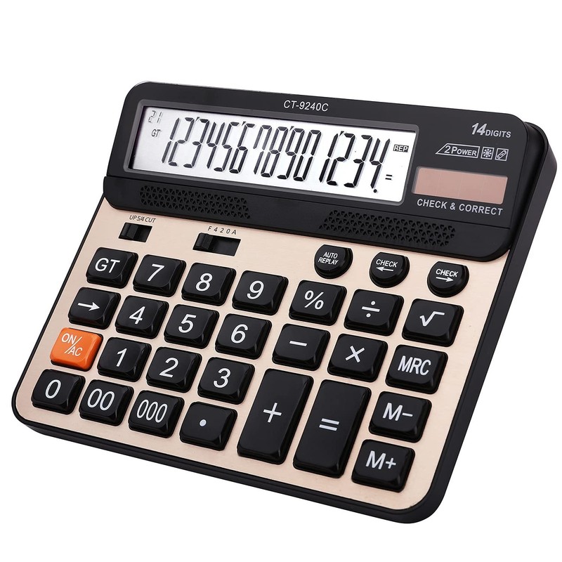 Large Button Calculator,Philley Large LCD Display 14 Digits Desktop Check&Cor…