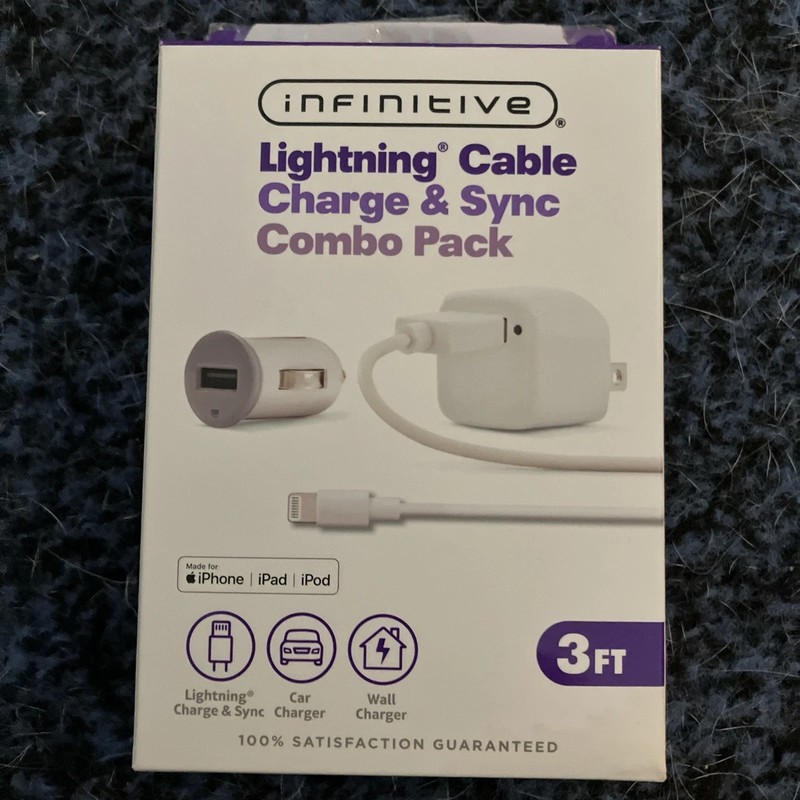 Infinitive Cable Charge/Sync Combo Pack – Wall and Car – 3ft. – Sealed