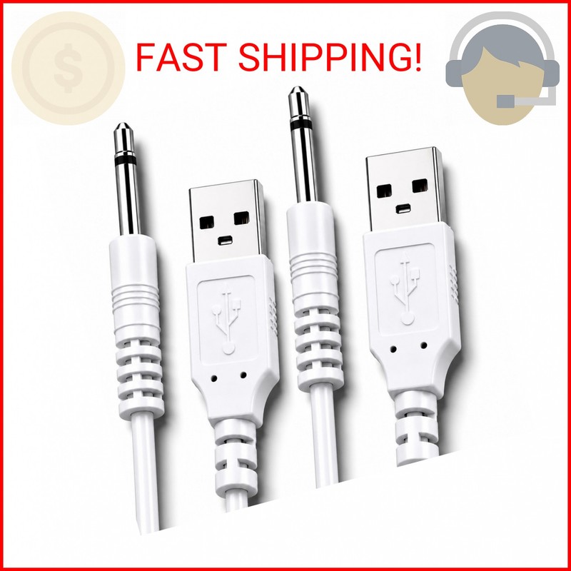 VibeMax (2 Pack) Massager Charger – Fast Charging USB Cable | 2.5mm DC Charger C