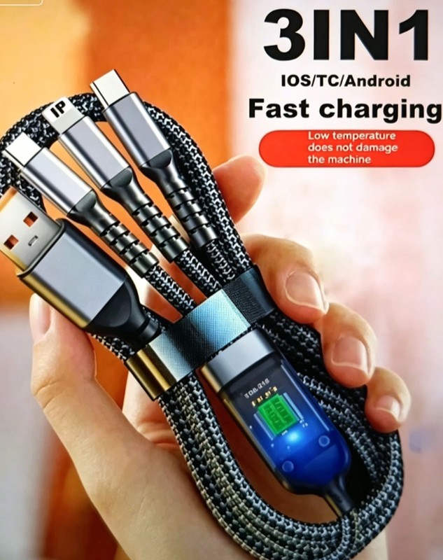 Fast Charging Cable 3in1 Cell Phone Charger Cord For iPhone Micro USB Type C gallery