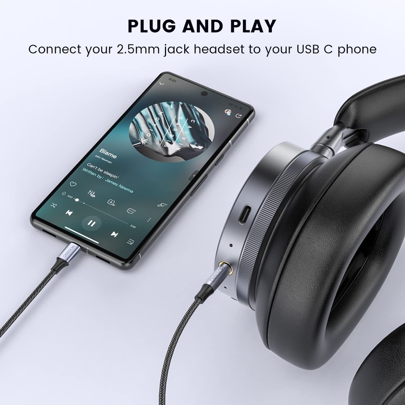 MOSWAG USB C to 2.5mm Auxiliary Cable,USB C TRS 3.28FT/1Meter, Black gallery