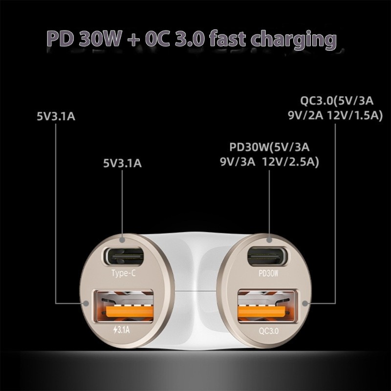 Efficient 4 Port Vehicle Charger 5A USB Type C 48W Fast Charging for Various gallery