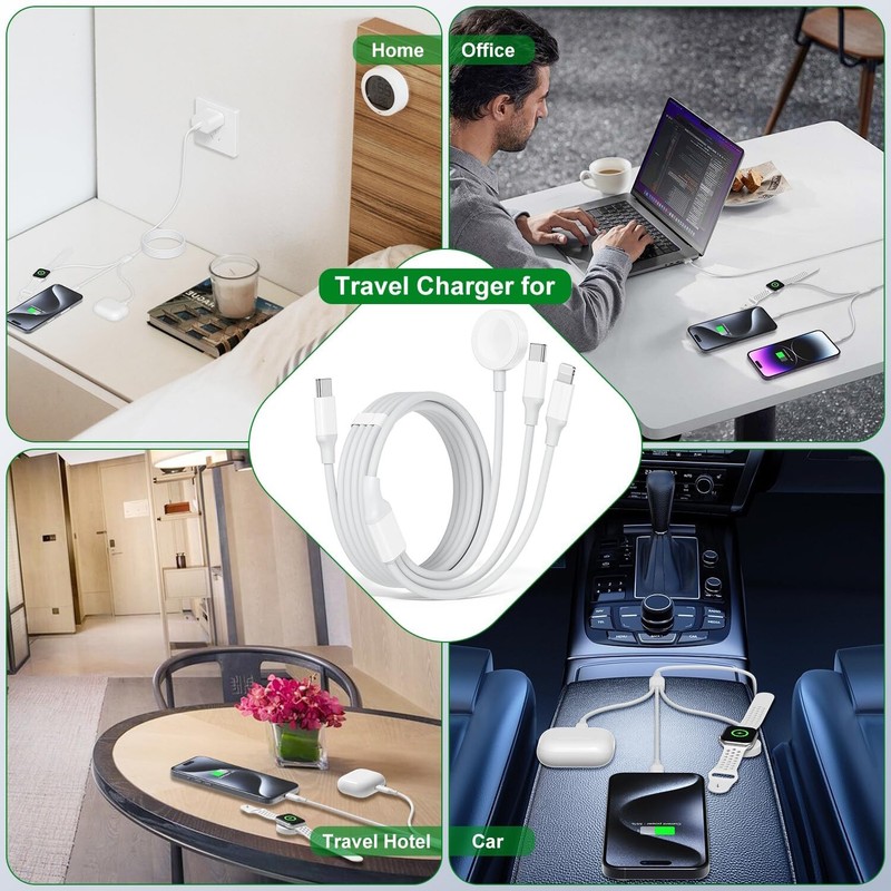 For Apple Watch Series 10 9 8 7 6 iPhone USB C Magnetic Cable 40W Fast Charger gallery