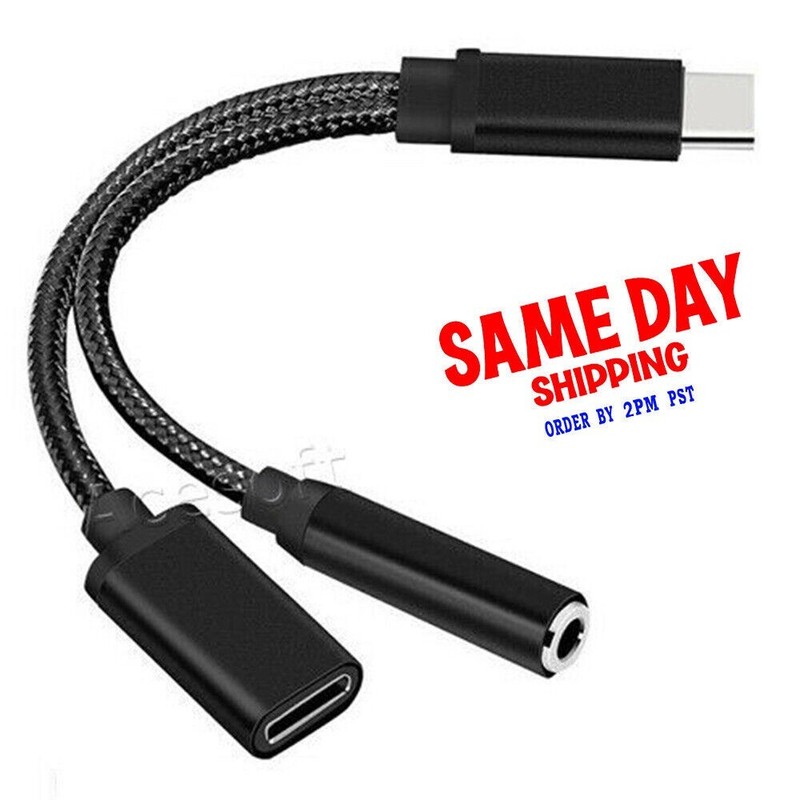 Type-C to 3.5mm Audio Earphone Adapter Charger Cable Wire fit Google Pixel 2 XL
